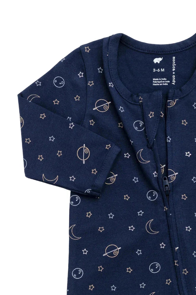 Outerspace Zipper One-Piece Baby Pajamas