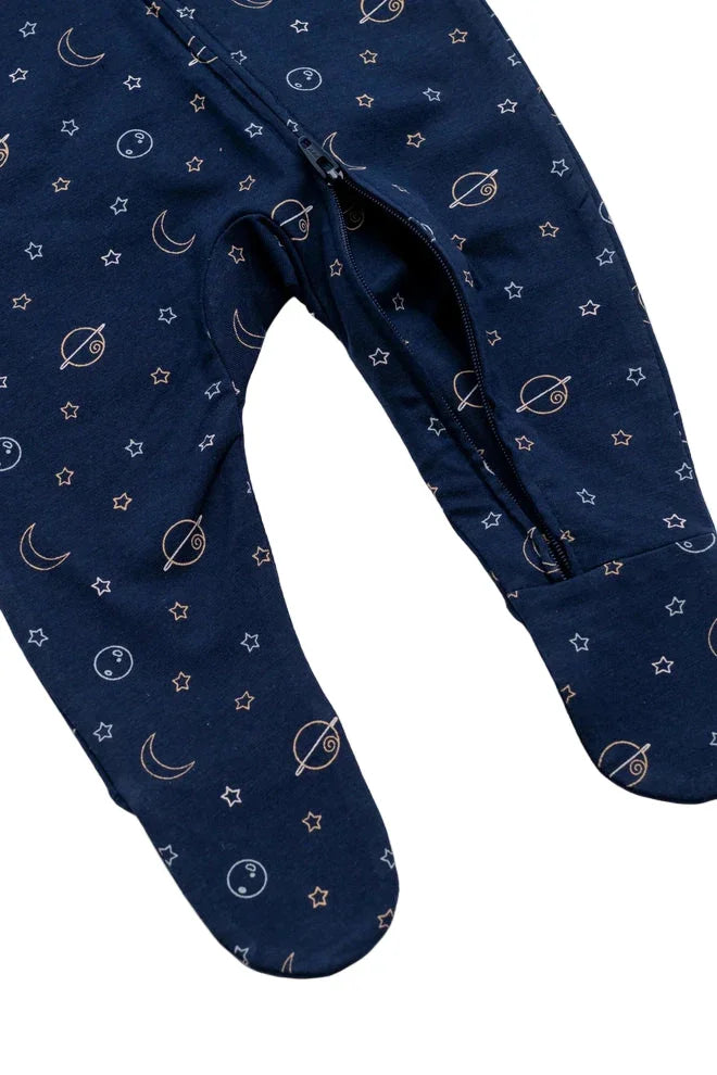 Outerspace Zipper One-Piece Baby Pajamas