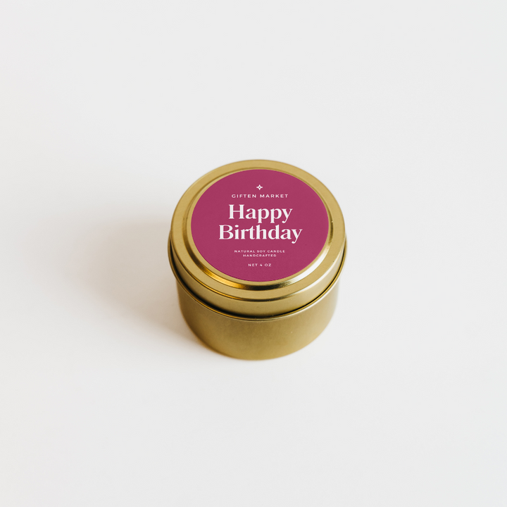 Happy Birthday Gold Travel Candle