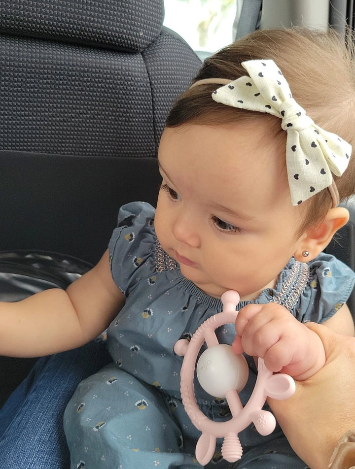 Giraffe Silicone Teether & Rattle Toy - Pink