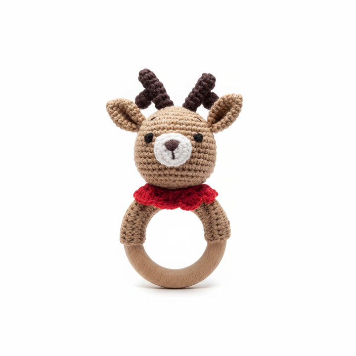 Christmas Reindeer Hand Crocheted Rattle