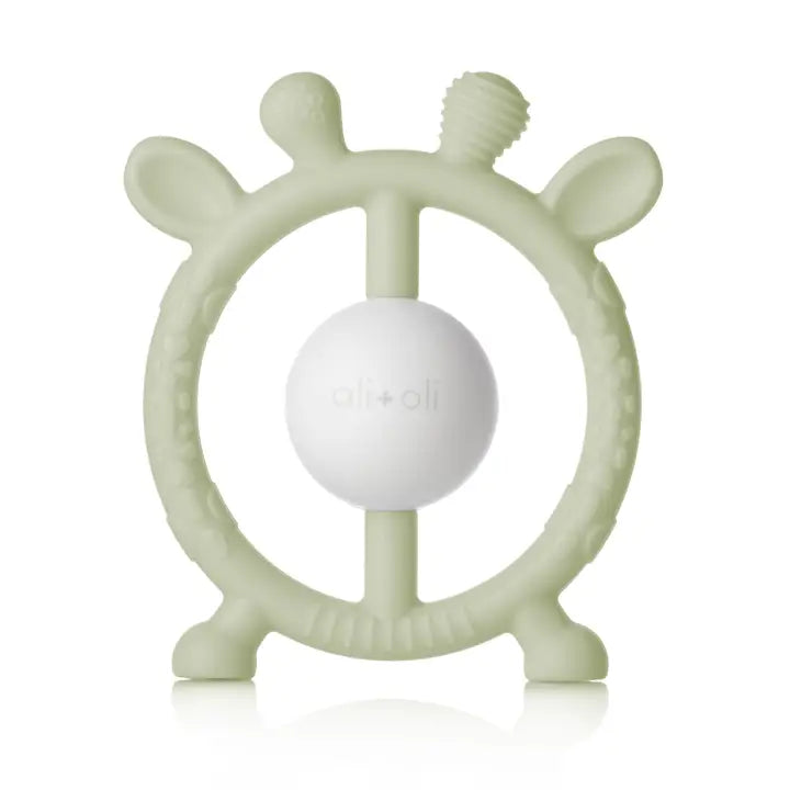 Giraffe Silicone Teether & Rattle Toy - Sage
