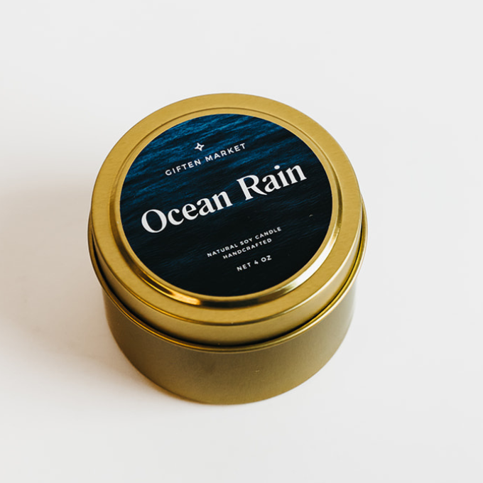Ocean Rain Gold Travel Candle