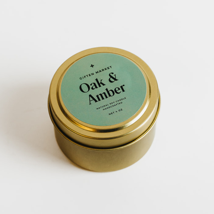Oak & Amber Gold Travel Candle
