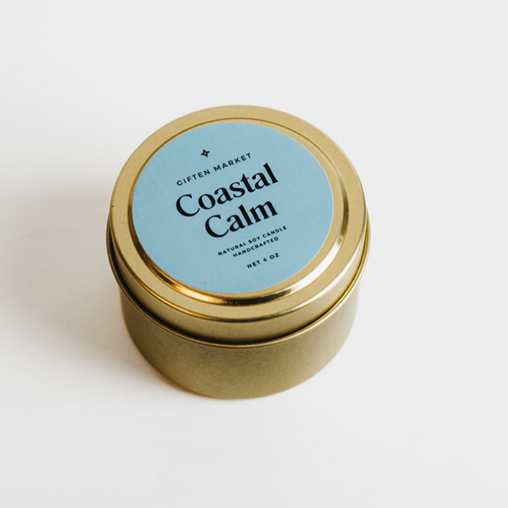 Coastal Calm Gold Travel Candle