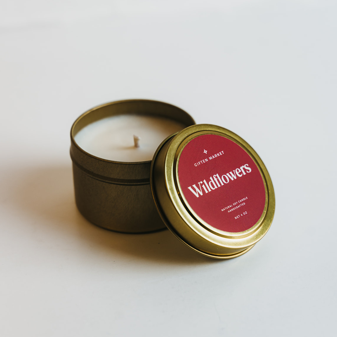 Wildflowers Gold Travel Candle