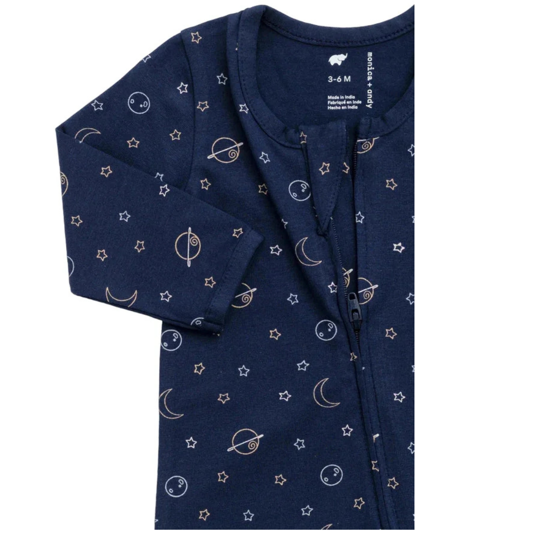 Outerspace Zipper One-Piece Baby Pajamas