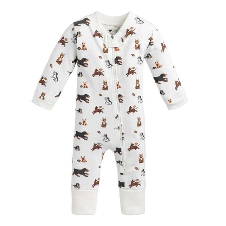 Football Pups Zipper One-Piece Baby Pajamas