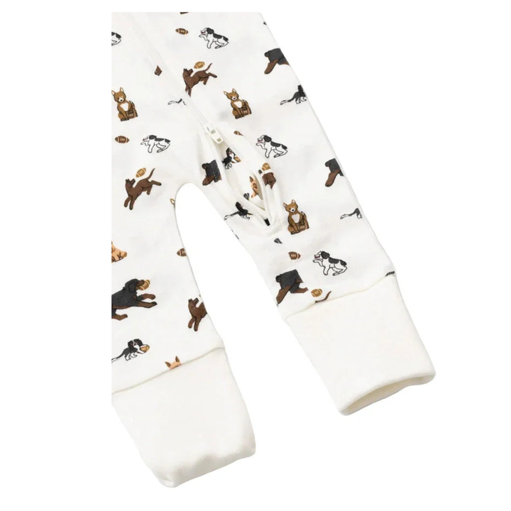 Football Pups Zipper One-Piece Baby Pajamas