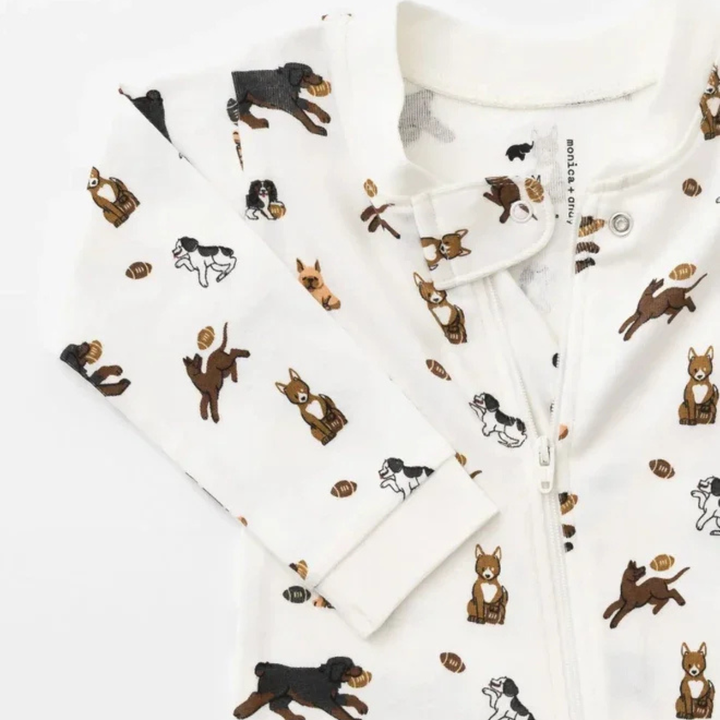 Football Pups Zipper One-Piece Baby Pajamas