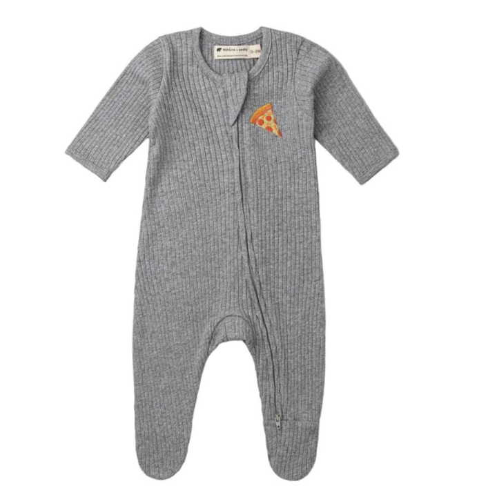 Tiny Pizza Zipper One-Piece Baby Pajamas