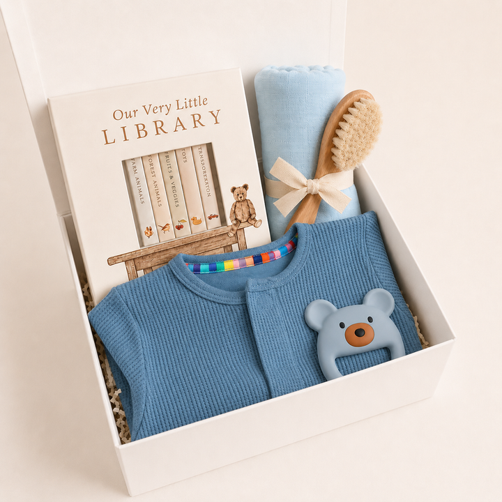 Sweet Beginnings Baby Gift Box - Blue Waffle