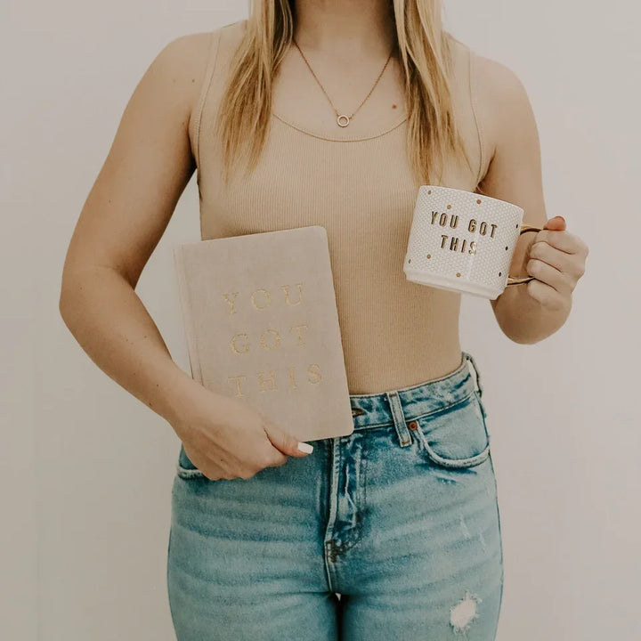 You Got This - Tan & Gold Foil Fabric Journal
