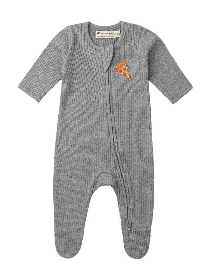 Tiny Pizza Zipper One-Piece Baby Pajamas