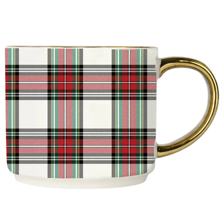 White Plaid Coffee Mug