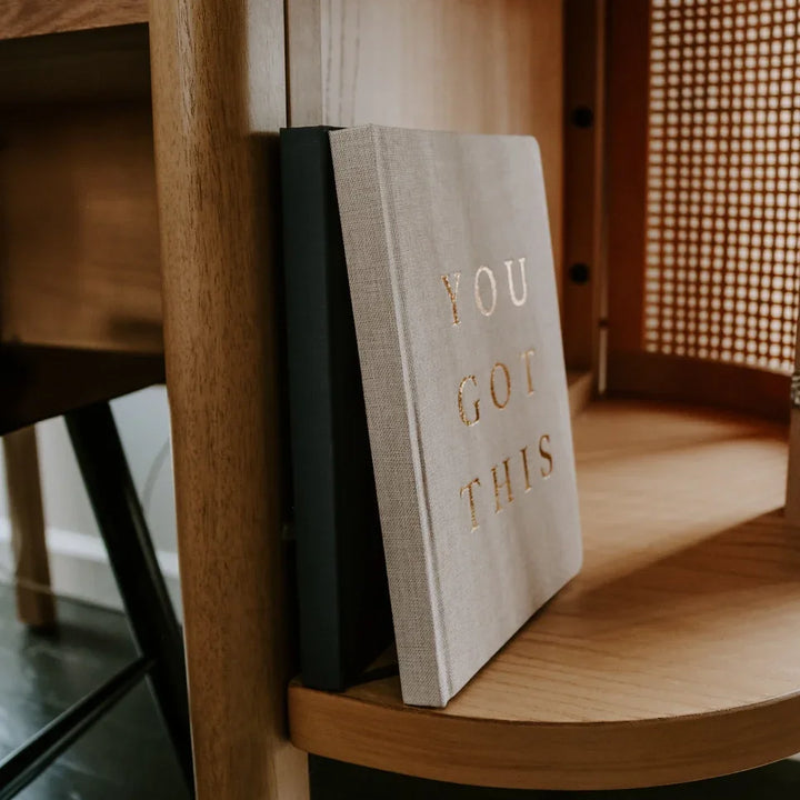 You Got This - Tan & Gold Foil Fabric Journal