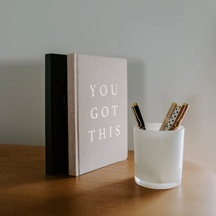 You Got This - Tan & Gold Foil Fabric Journal