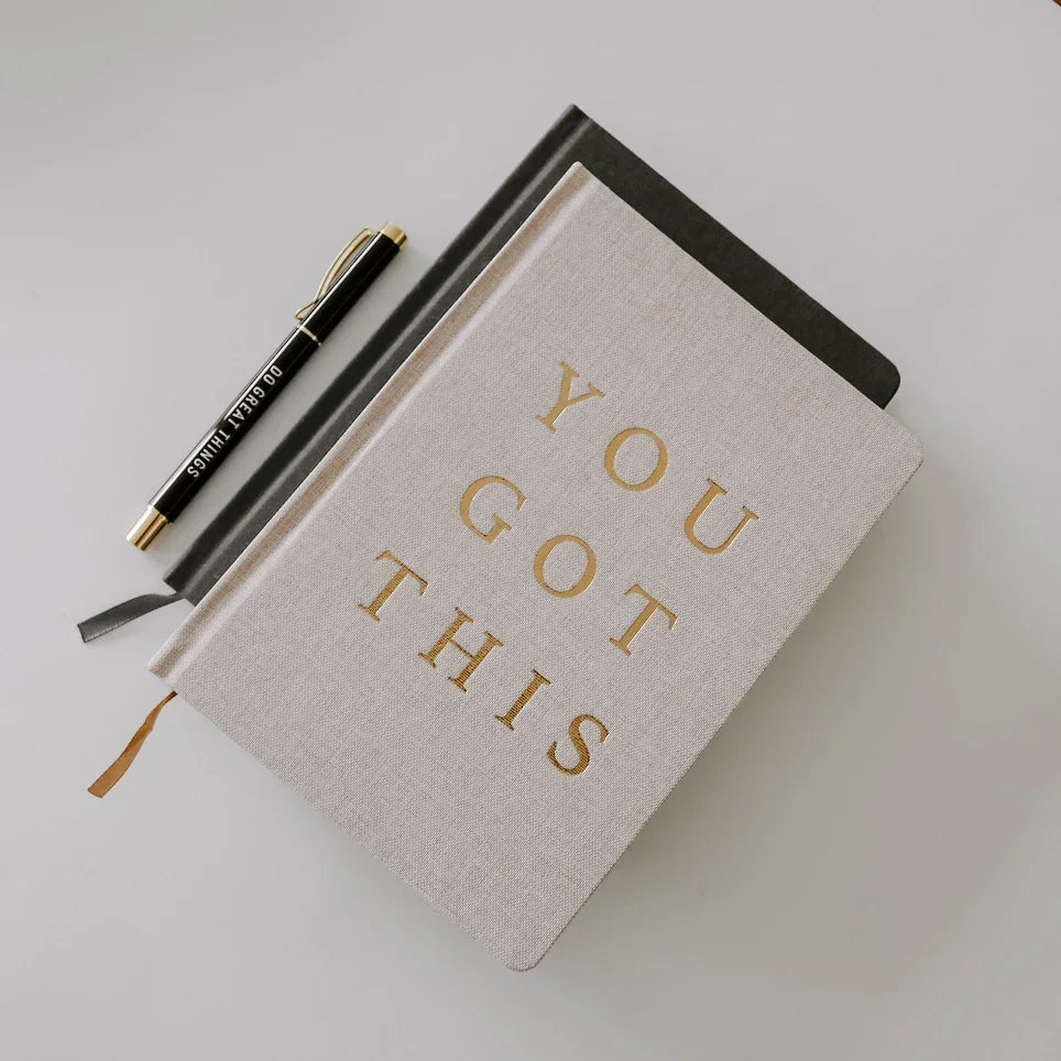 You Got This - Tan & Gold Foil Fabric Journal
