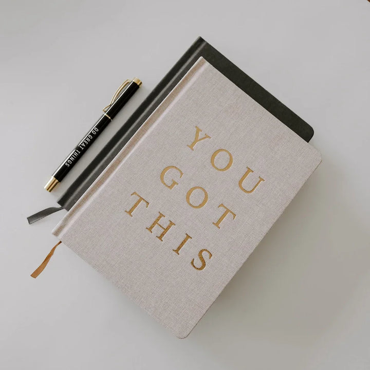 You Got This - Tan & Gold Foil Fabric Journal