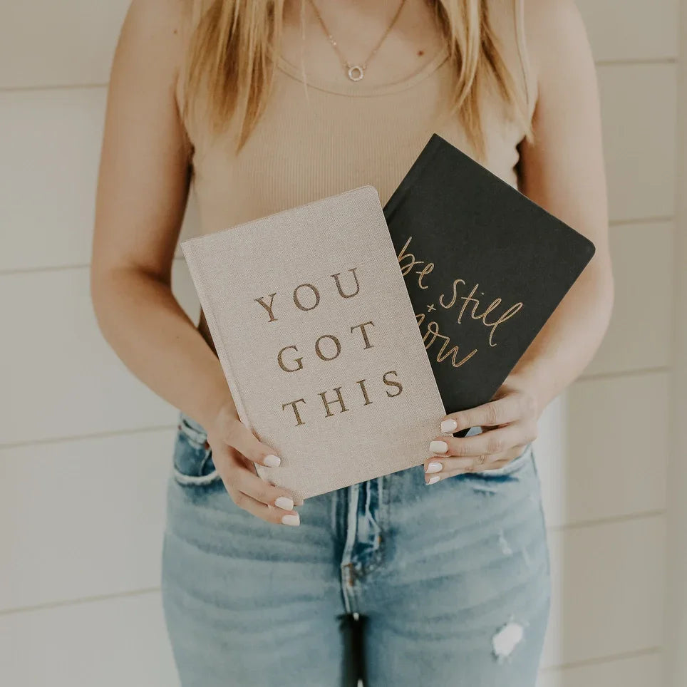 You Got This - Tan & Gold Foil Fabric Journal
