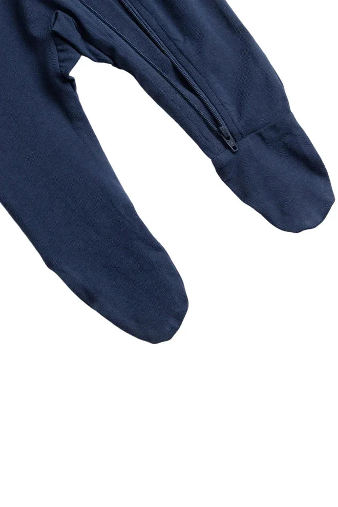 Navy Zipper One-Piece Baby Pajamas