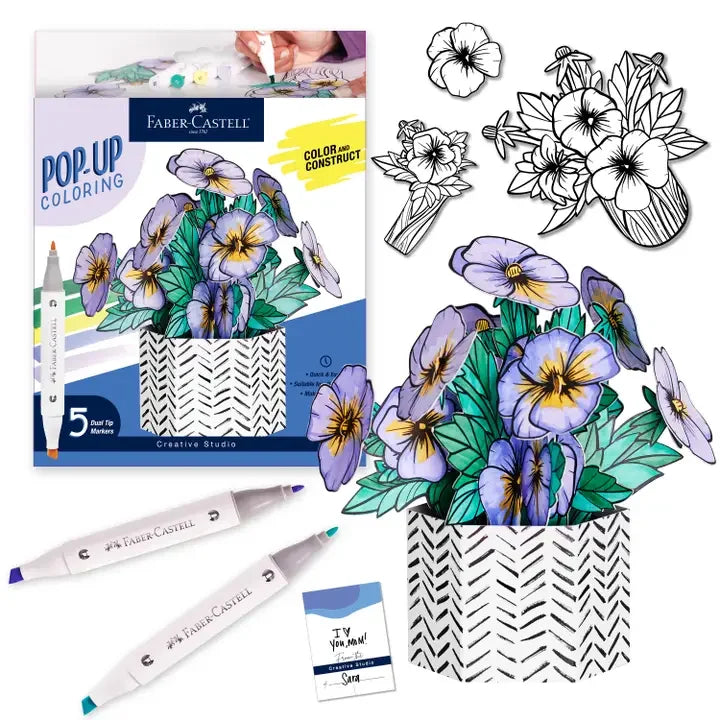 Adult Pop-Up Coloring Bouquet - Pansy - Giften Market