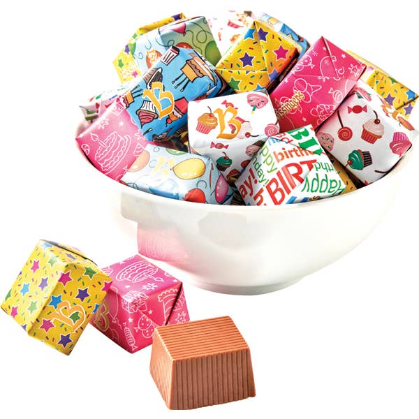 Foil-wrapped chocolate presents, close view