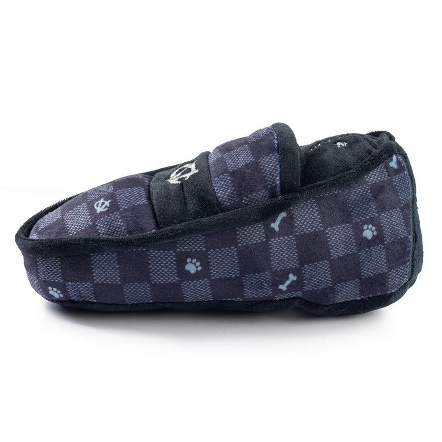 Black Checker Chewy Vuiton Loafer - Squeaker Dog Toy - Giften Market