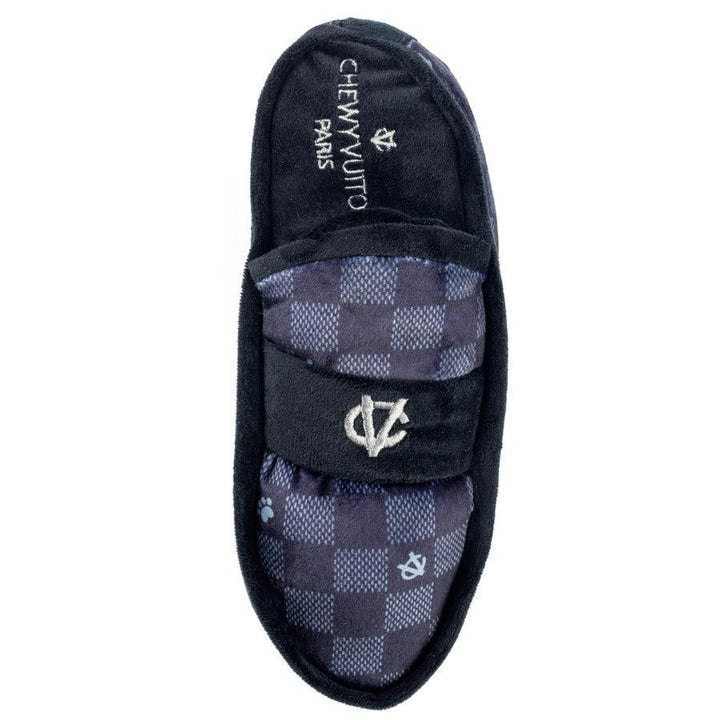 Black Checker Chewy Vuiton Loafer - Squeaker Dog Toy - Giften Market