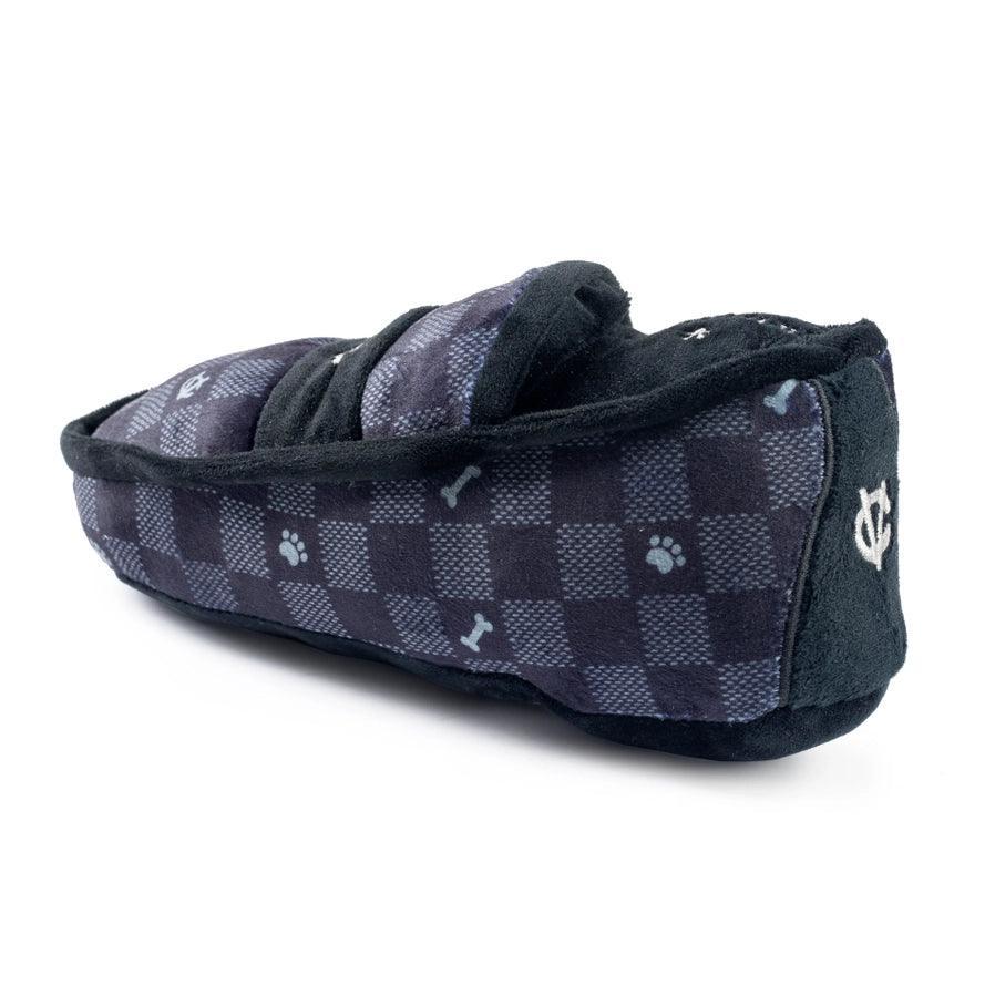 Black Checker Chewy Vuiton Loafer - Squeaker Dog Toy - Giften Market