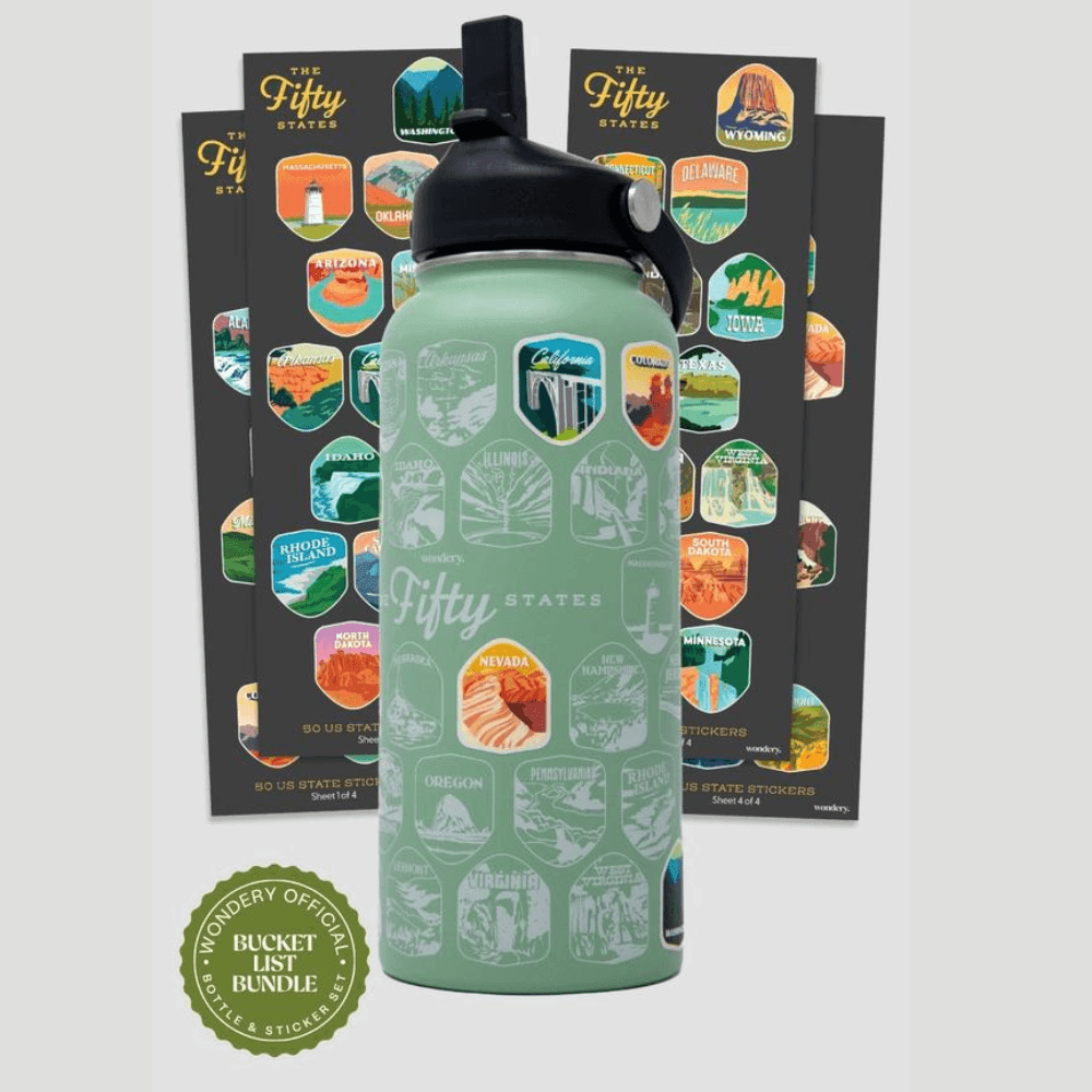 Bucket List Water Bottle: 50 States - Giften Market