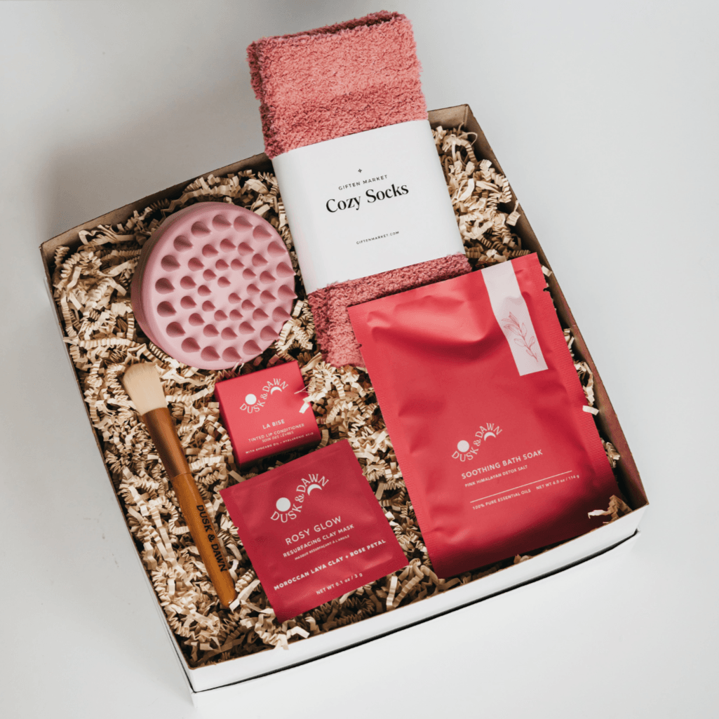Calm & Cozy Gift Basket - Rosy Glow - Giften Market