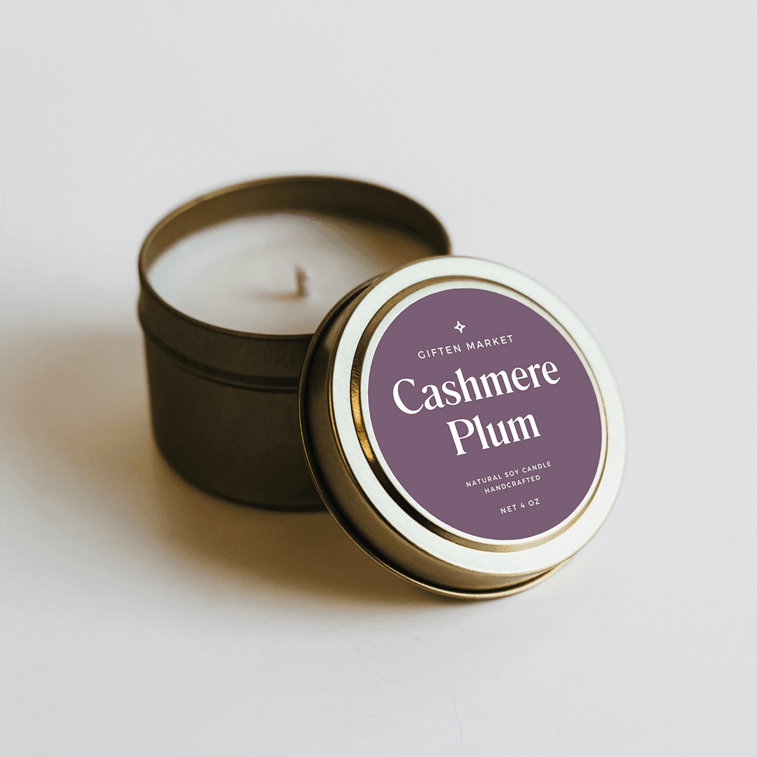 Cashmere Plum Gold Travel Candle - Giften Market