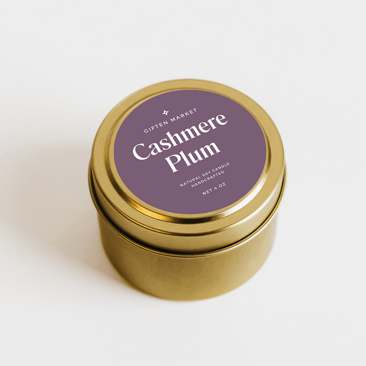 Cashmere Plum Gold Travel Candle - Giften Market