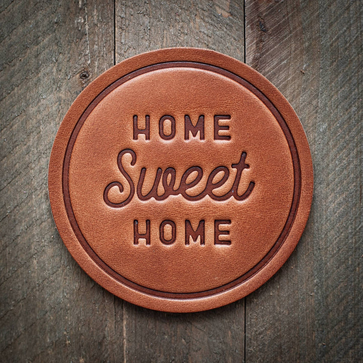 Home Sweet Home leather coaster