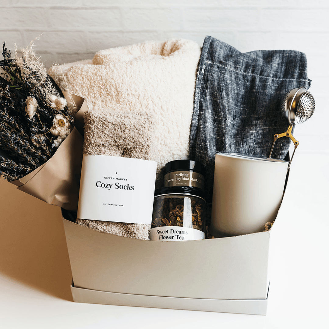 Comfort & Care Gift Box - Cream + Blue - Giften Market
