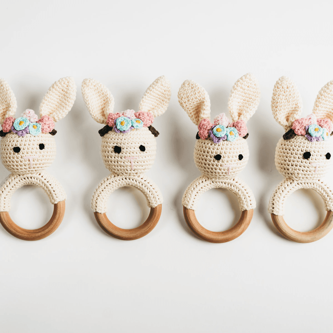 Cream Bunny Rattle with Floral Crown - Giften Market