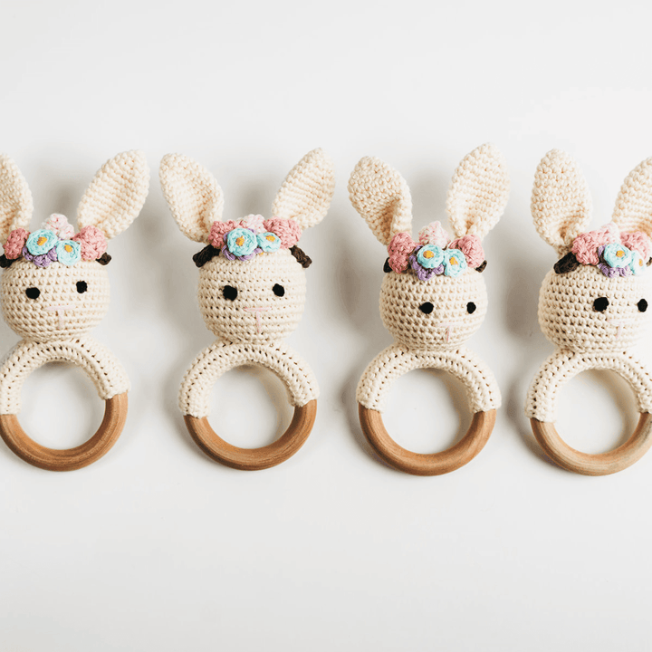 Cream Bunny Rattle with Floral Crown - Giften Market