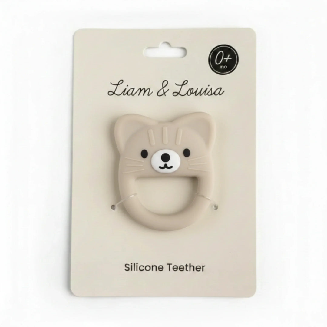 Cream Kitten Silicone Baby Teether