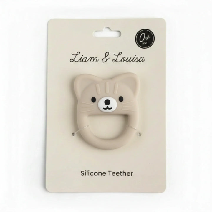 Cream Kitten Silicone Baby Teether
