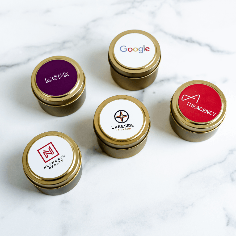 Custom Logo Soy Candle - 4oz Gold Travel Tin - Private Label - Giften Market