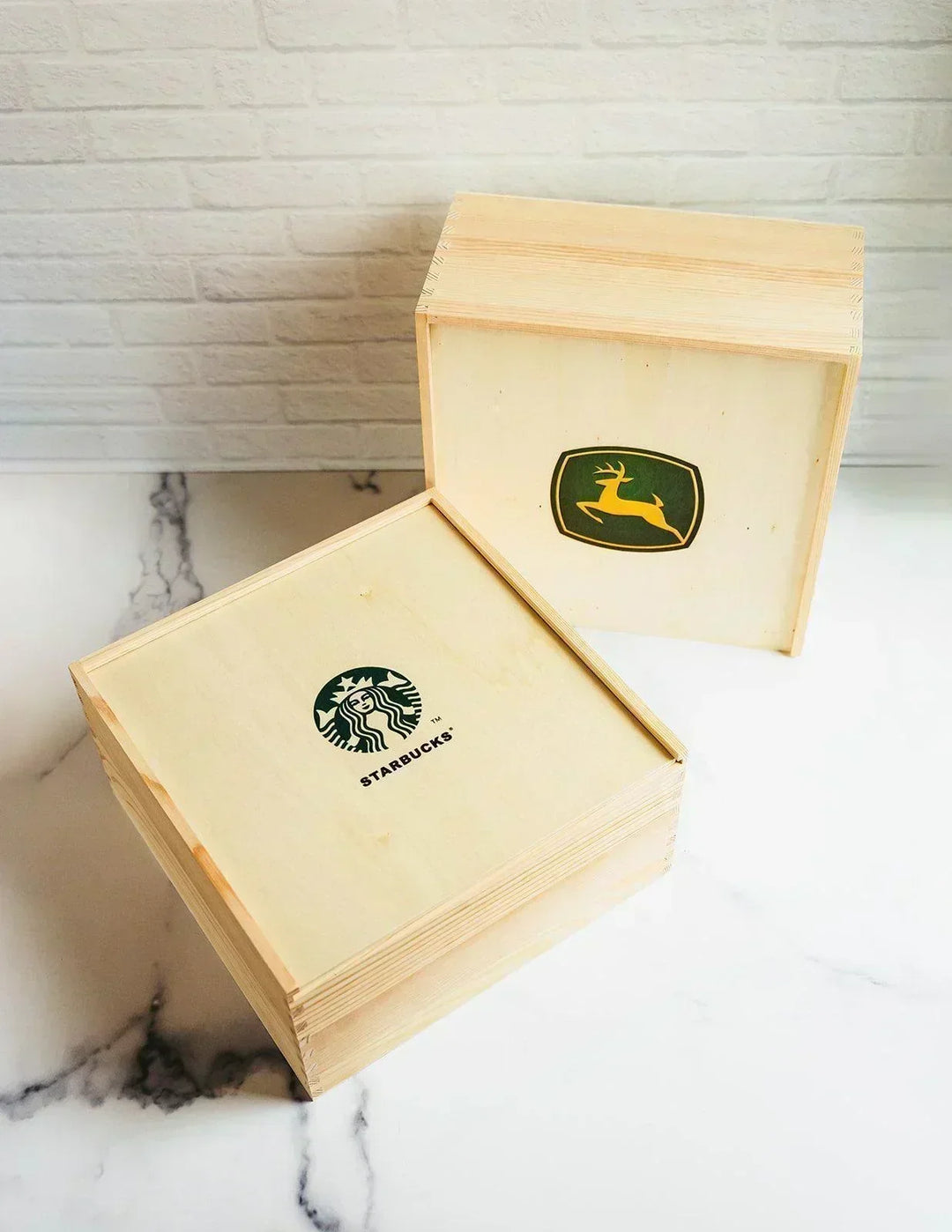 Custom Logo Wooden Gift Crate - Luxury Branded Gift Packaging - 10x10x5" - Giften Market