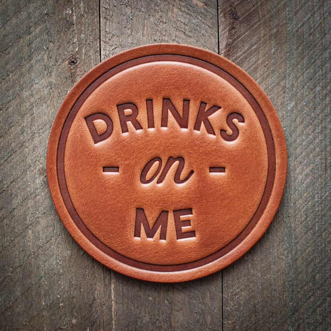 Drinks On Me leather coaster