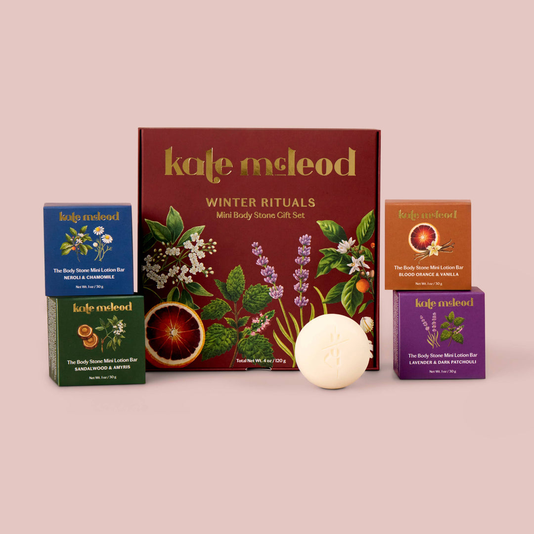 Kate McLeod Winter Rituals Mini Body Stone Gift Set, red box with four mini stones