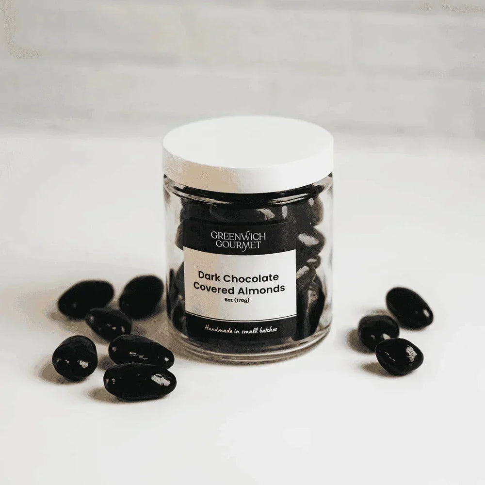 Dark Chocolate Covered Almonds - 6oz Glass Jar - Giften Market