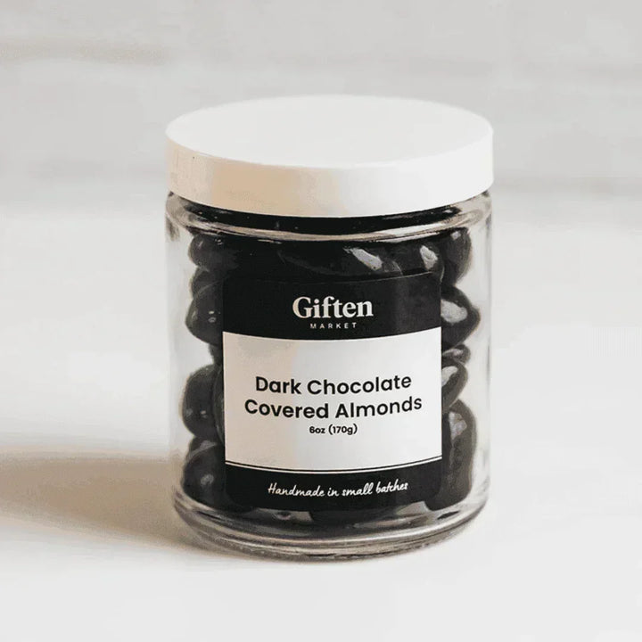 Dark Chocolate Covered Almonds - 6oz Glass Jar - Giften Market