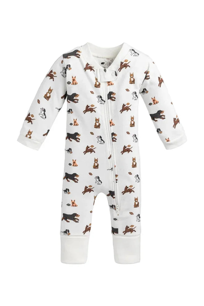 Football Pups Zipper One-Piece Baby Pajamas