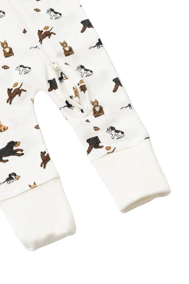 Football Pups Zipper One-Piece Baby Pajamas