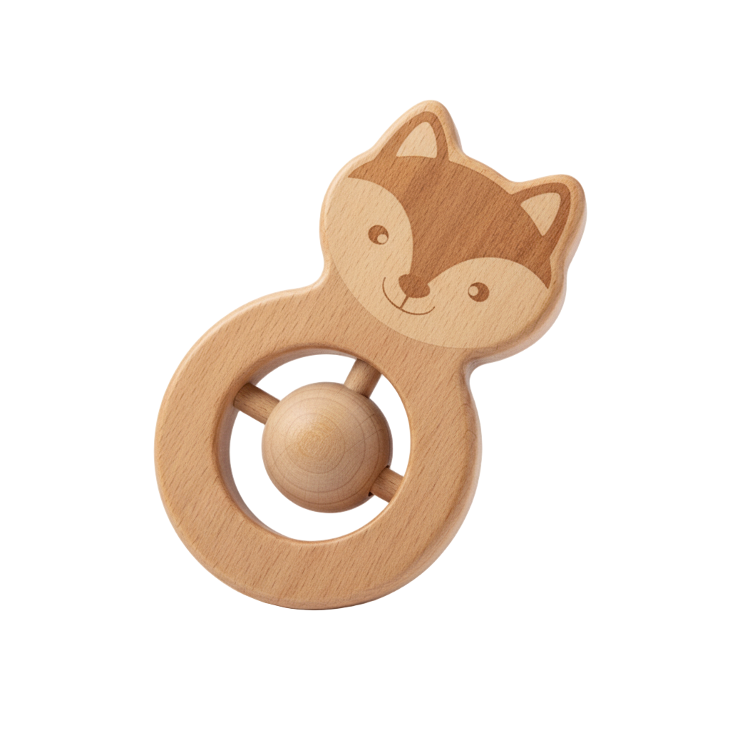 Wooden Fox Rattle
