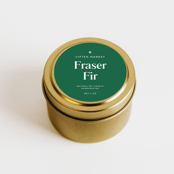 Fraser Fir Gold Travel Candle - Giften Market